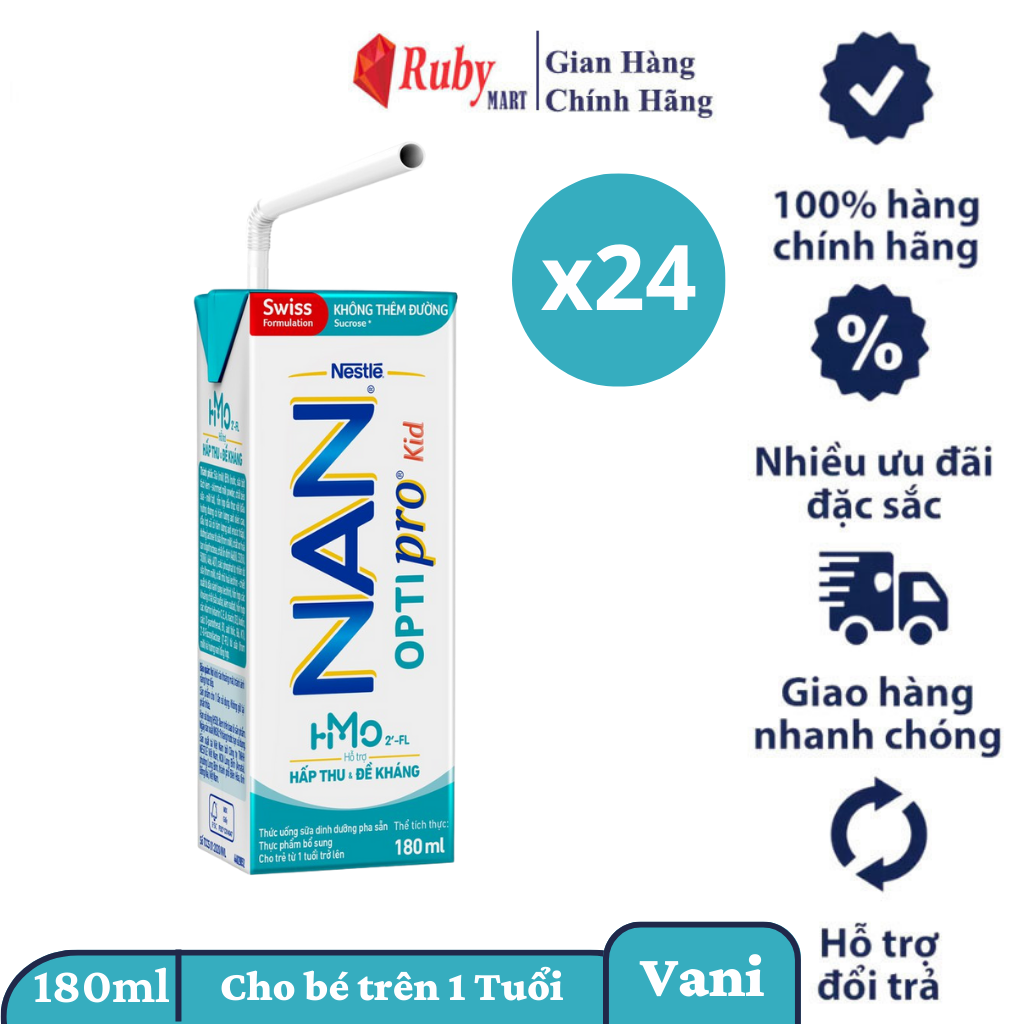[FREESHIP MAX ] Sữa dinh dưỡng pha sẵn Nestlé NAN OPTIPRO Kid 180ml (Lốc 4 hộp)