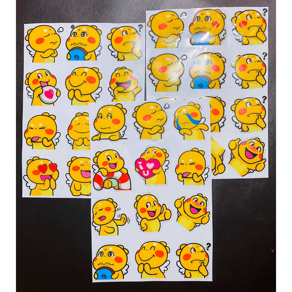 Combo 12 Sticker Khủng Long Vàng Siêu Cute