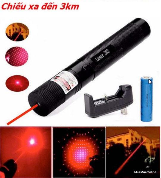 Đèn pin laser 303 tia đỏ siêu sáng cao cấp