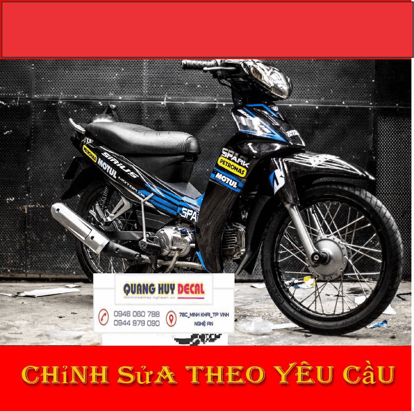 Tem trùm xe sirius đen spark motul đẹp - Tem  dán xe máy sirius đen spark motul thiết kế theo yêu cầu - tem trùm sirius độ chế đẹp và rẻ chất