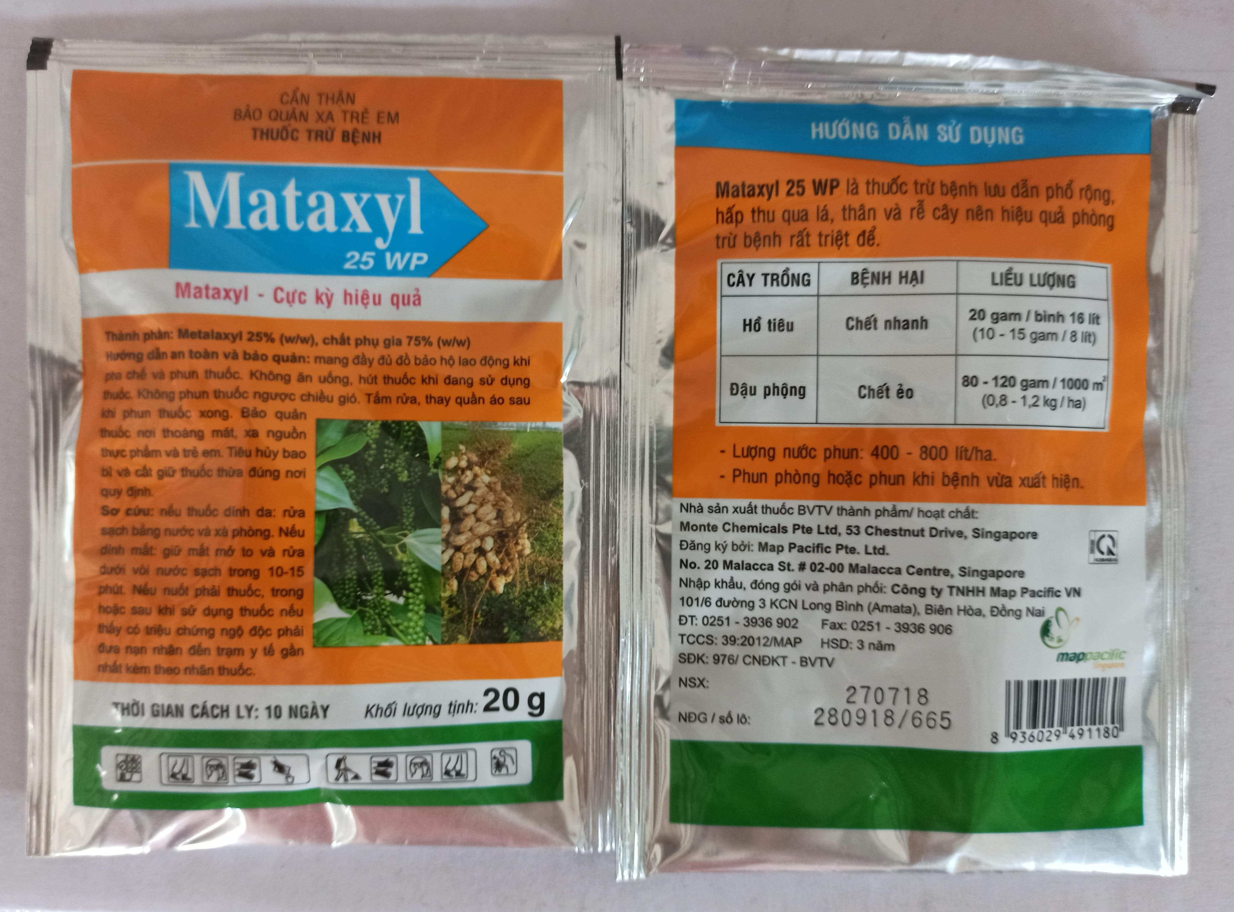 Mataxyl 25WP - Thuốc trừ bệnh cây trồng - gói 20g