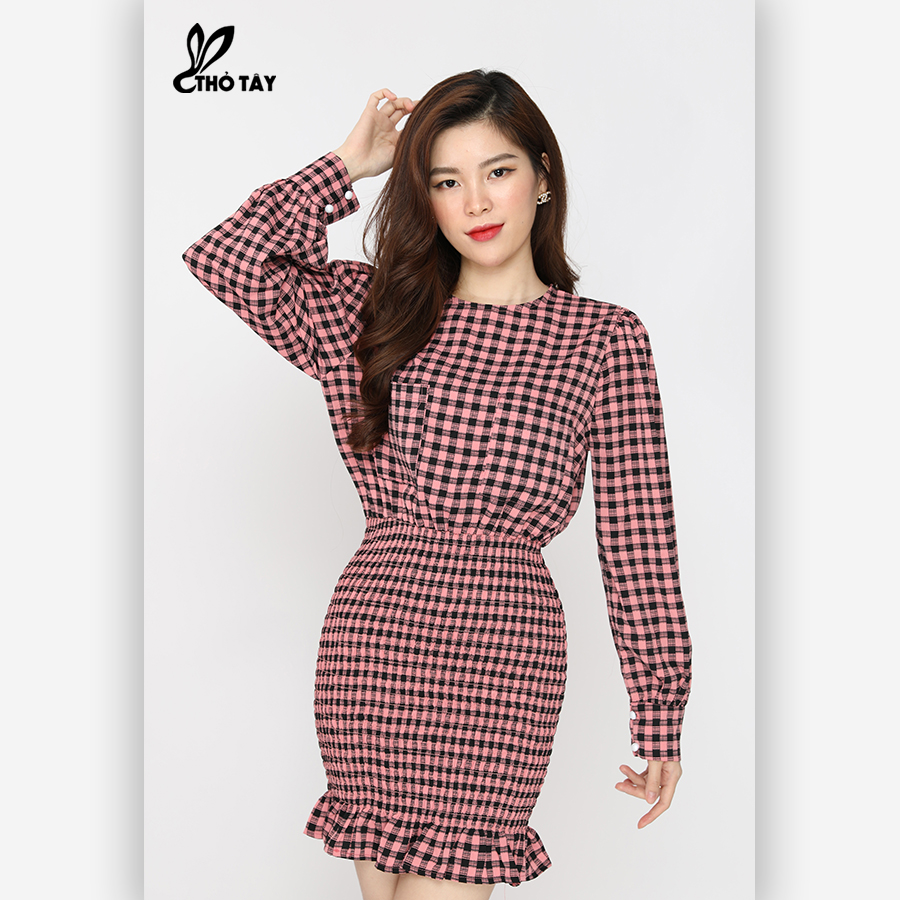 Đầm Body Caro Tay Dài - THỎ TÂY D325B79