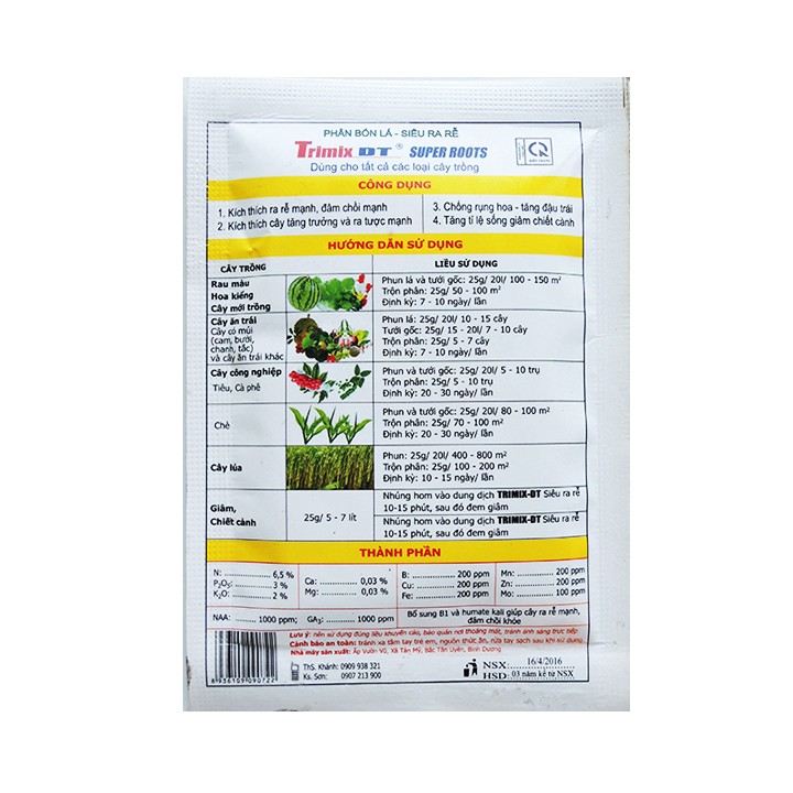 Phân bón lá ra rễ TRIMIX25g
