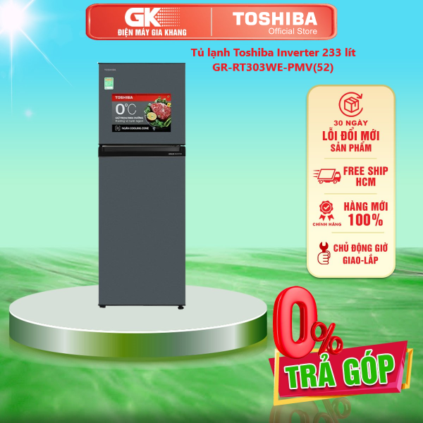 Tủ lạnh toshiba inverter 233 lít gr-rt303we-pmv - bảo quản thực phẩm với công nghệ multi air flow ngăn cooling zone 0°c - giao toàn quốc - freeship hcm