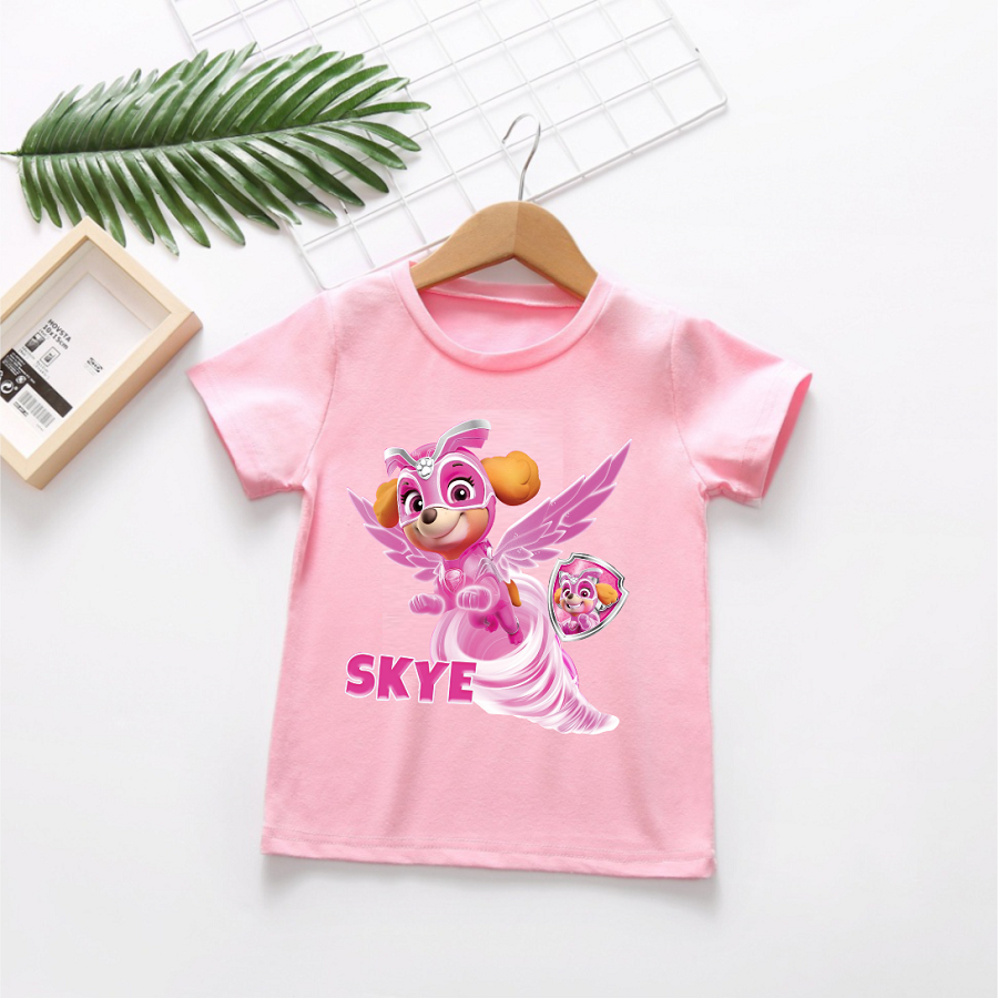 Áo thun đội chó cứu hộ paw patrol 2 màu trắng và hồng dành cho bé trai bé gái