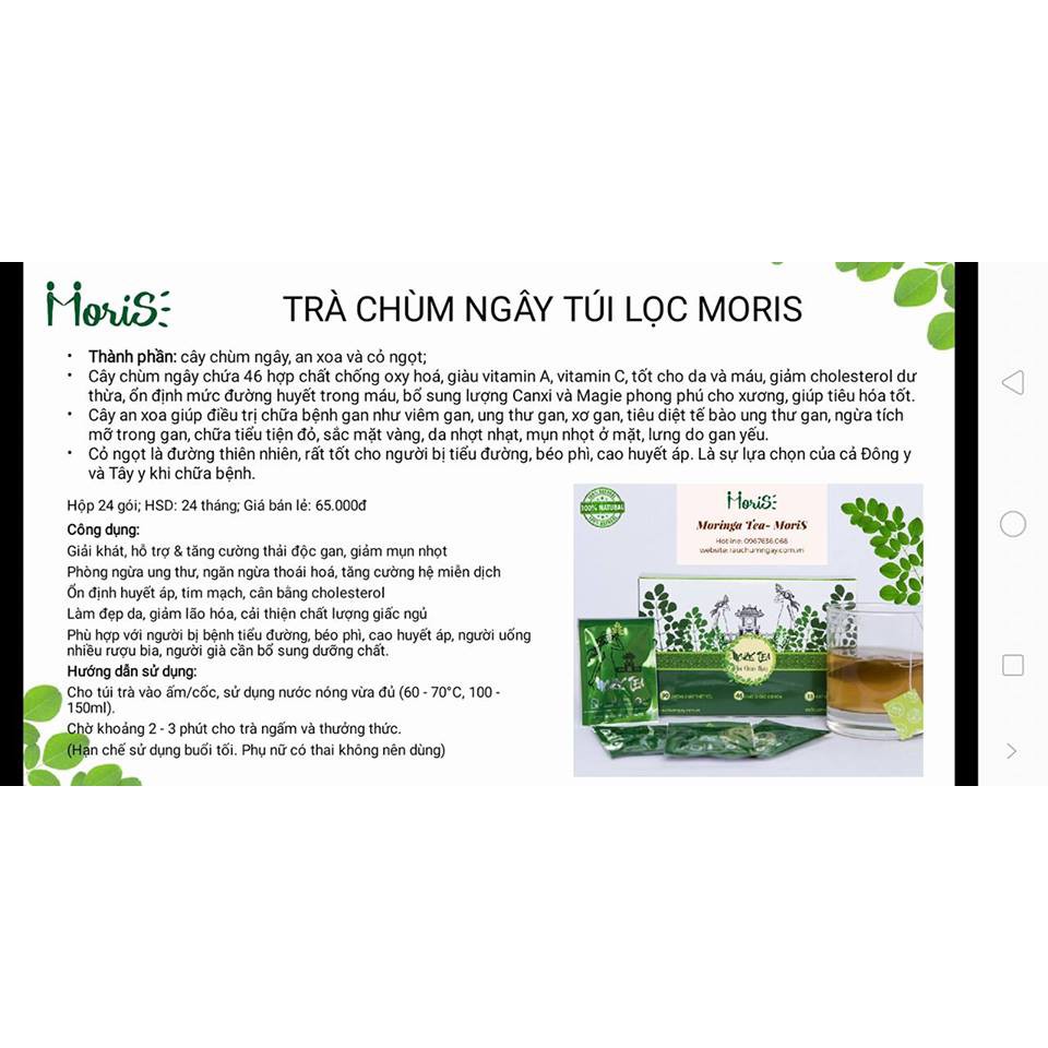 Trà Chùm Ngây Moris Túi Lọc Moris