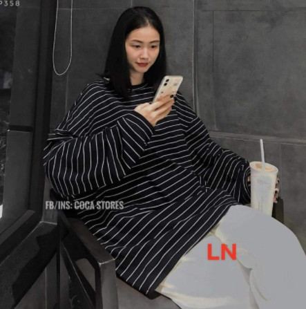 FREESHIPMAX-Áo kẻ thụng tay dài LN12