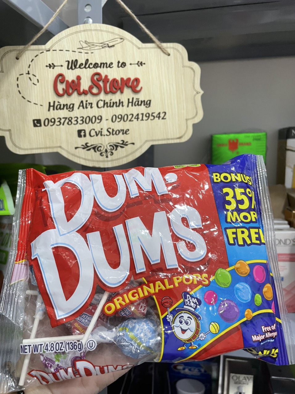 Kẹo Mút Dum Dums Original Pops – Bịch 21 Que -Cvi Hàng Mỹ
