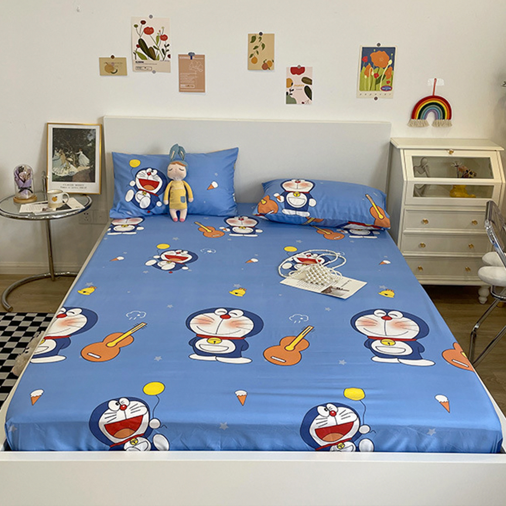 Drap ga gối trải giường, ga chun bọc nệm vải cotton poly mẫu mon đàn nhiều kích thước m2/m6/m8/2m2