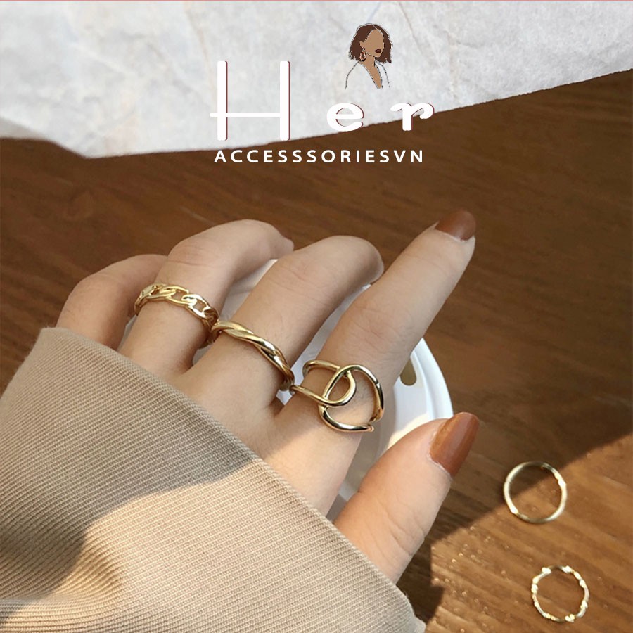 Set nhẫn 5 chiếc họa tiết vô cực độc đáo cá tính , nhẫn nữ phong cách vintage, HER ACC N22