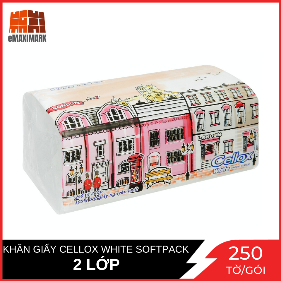 Khăn giấy cellox white softpack 2 lớp gói 250 tờ