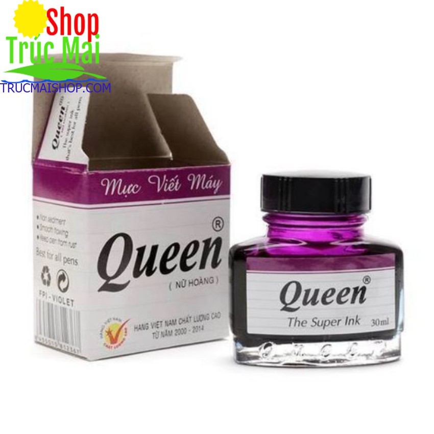 Mực Queen xanh tím đen bút máy