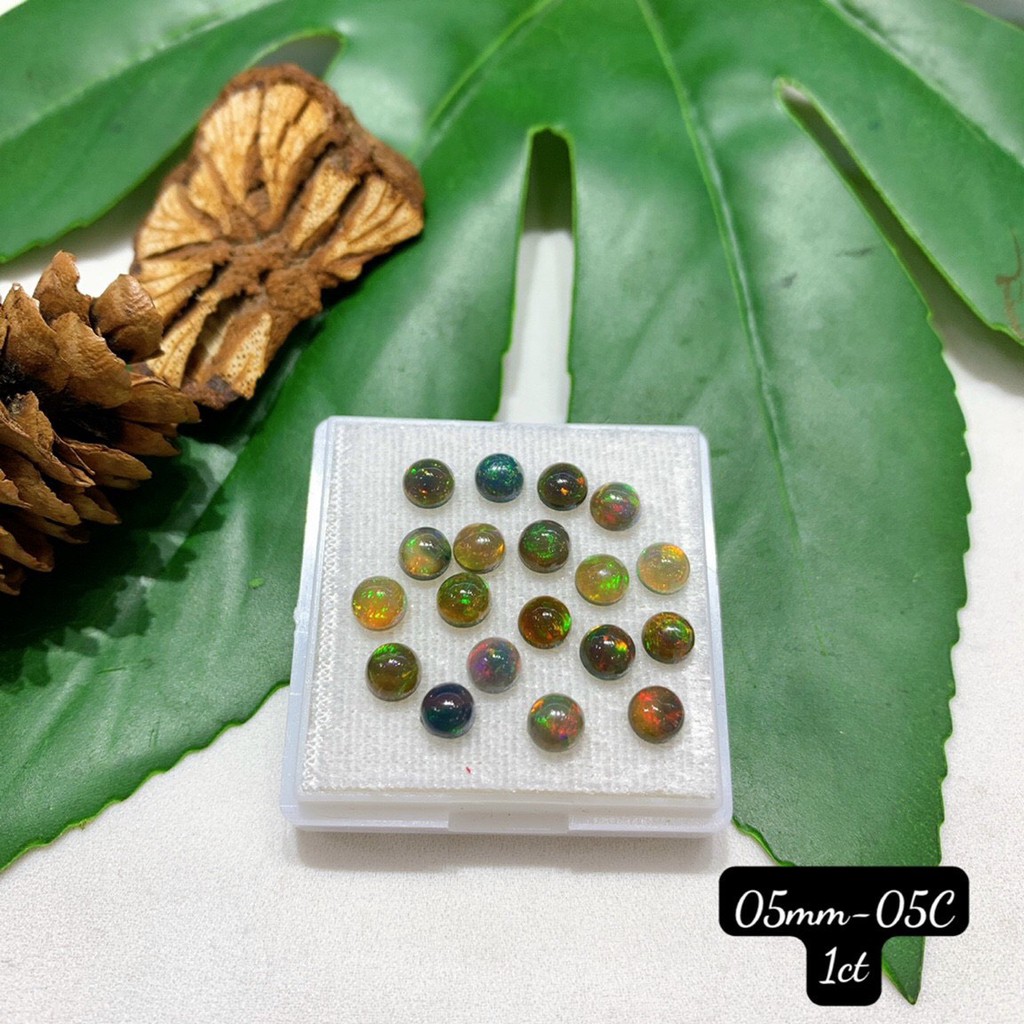 Mặt đá opal tròn xanh đen vừa cập bến đủ size 5-9mm