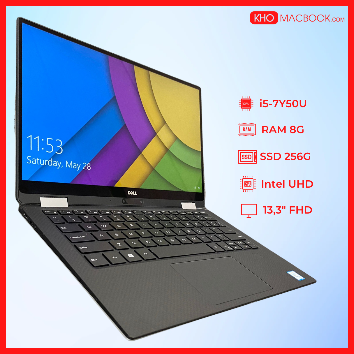 Laptop Dell XPS 13 9365 I5-7Y50U l RAM 8G l SSD 256G l Màn 133 FHD ...