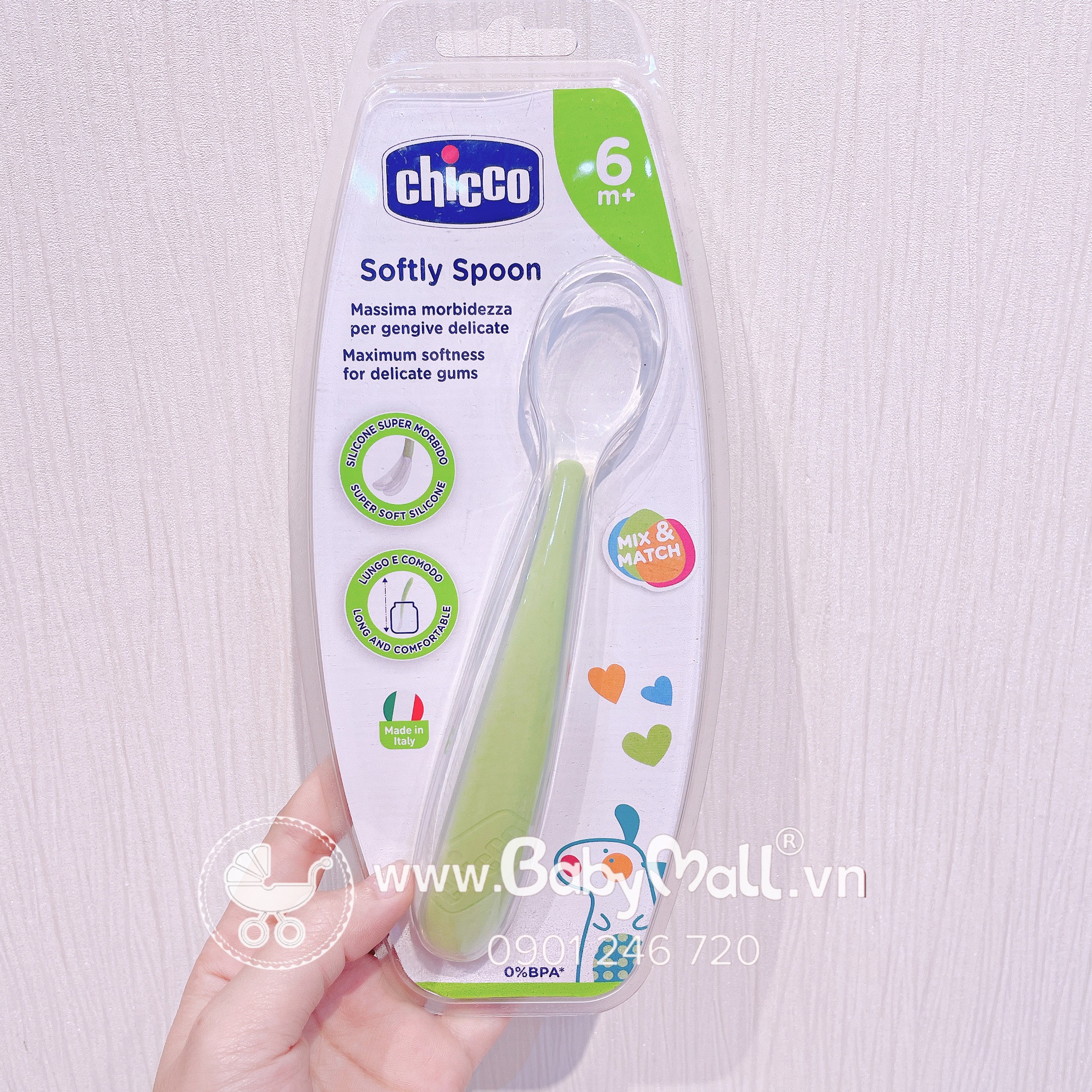 Thìa ăn dặm silicone Chicco (6M+) Babymall.vn