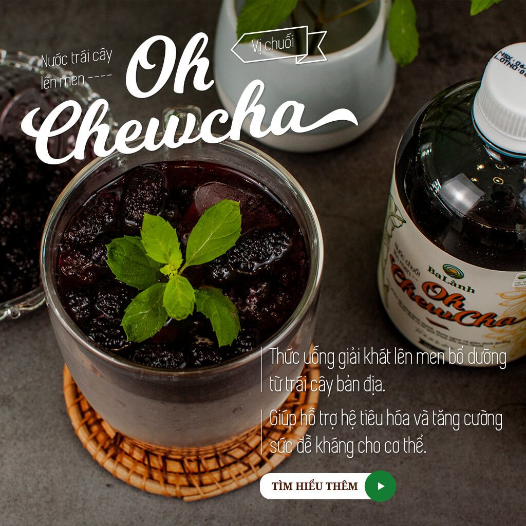 Nước trái cây lên men Oh ChewCha 500ml tặng lợi khuẩn giúp ăn ngon, bổ sung khoáng chất