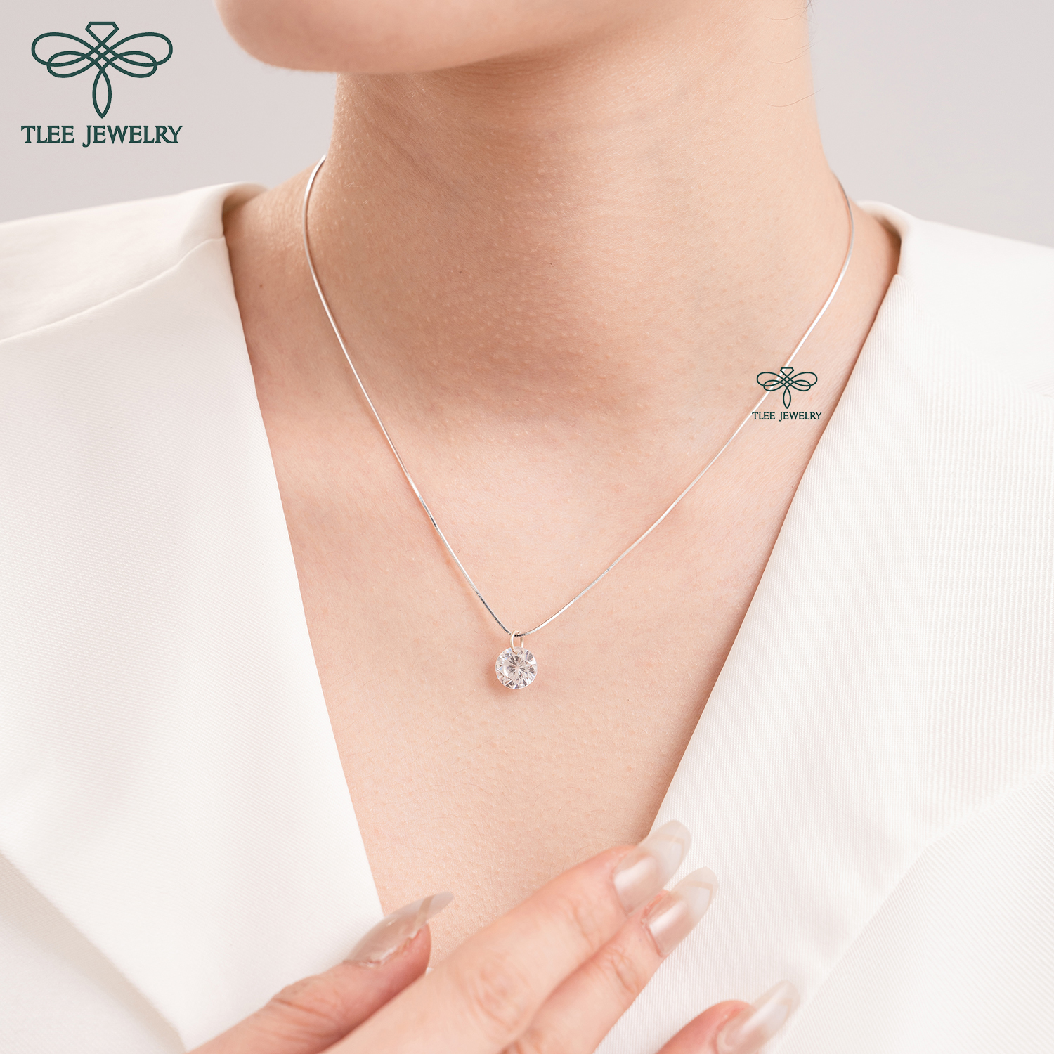 Dây chuyền bạc nữ TLEE mặt nụ đá sang trọng TleeJewelry D0133