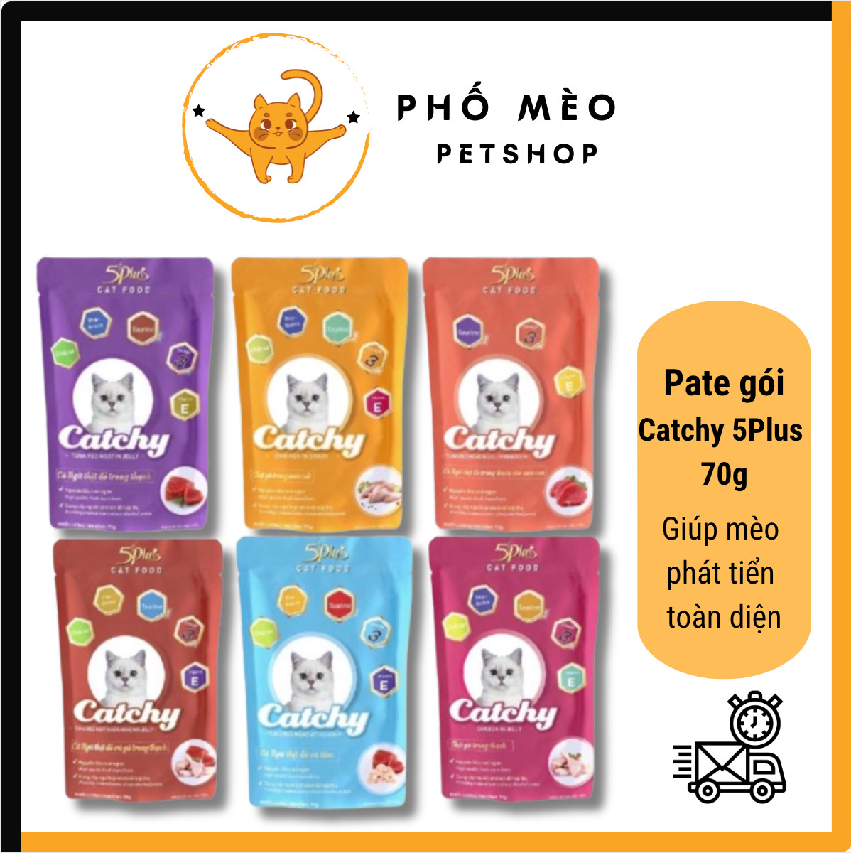 Pate Catchy 5Plus cho mèo gói 70g