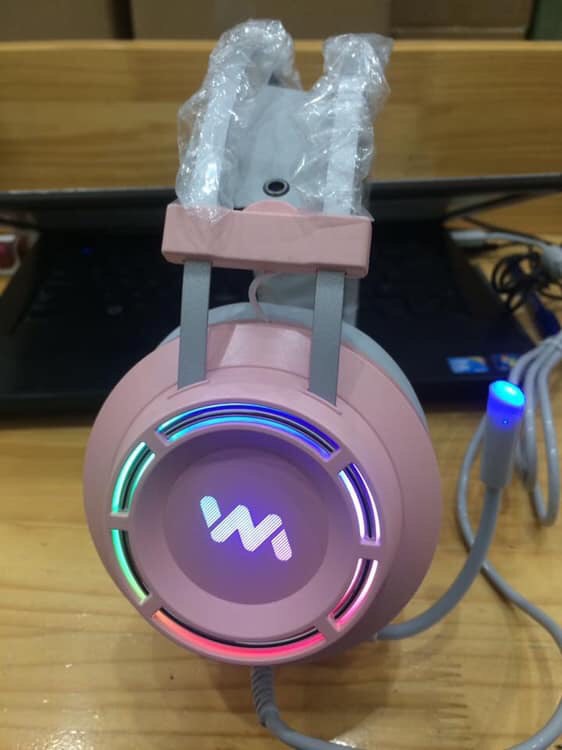 Tai nghe gaming Wangming WM9800 7.1 USB LED Màu Hồng