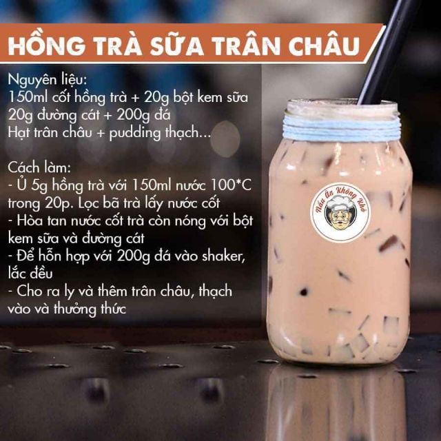Set Hồng Trà Sữa Chân Châu Trắng ( Đen )Trà King - Set Full