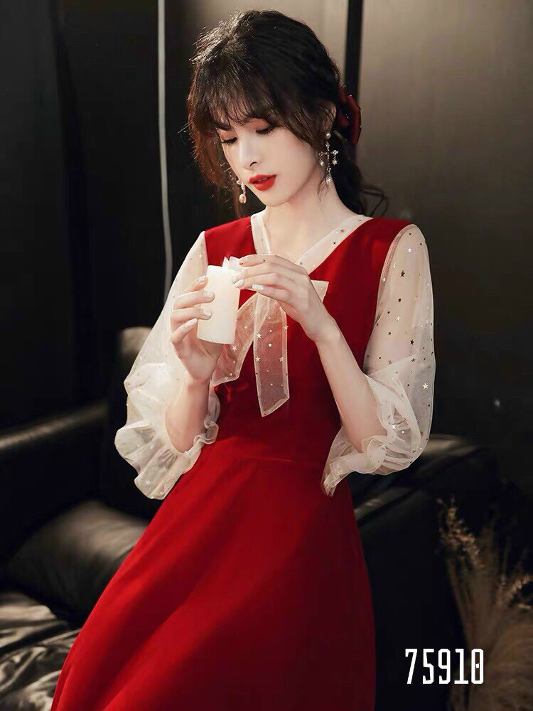 Đầm tiểu thư phối nơ cực xinh cho phái nữ