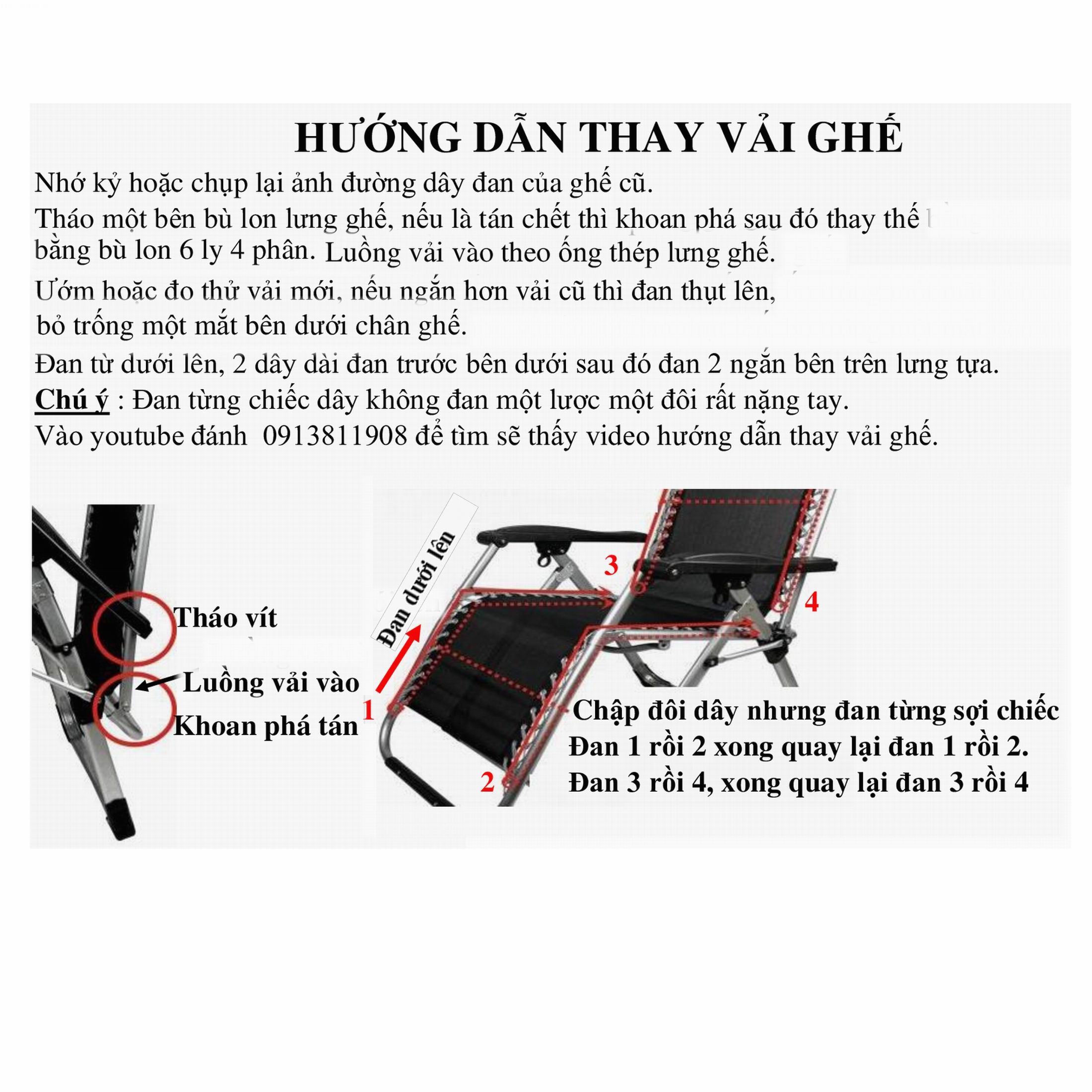 Vải ghế thư giãn KÈM DÂY