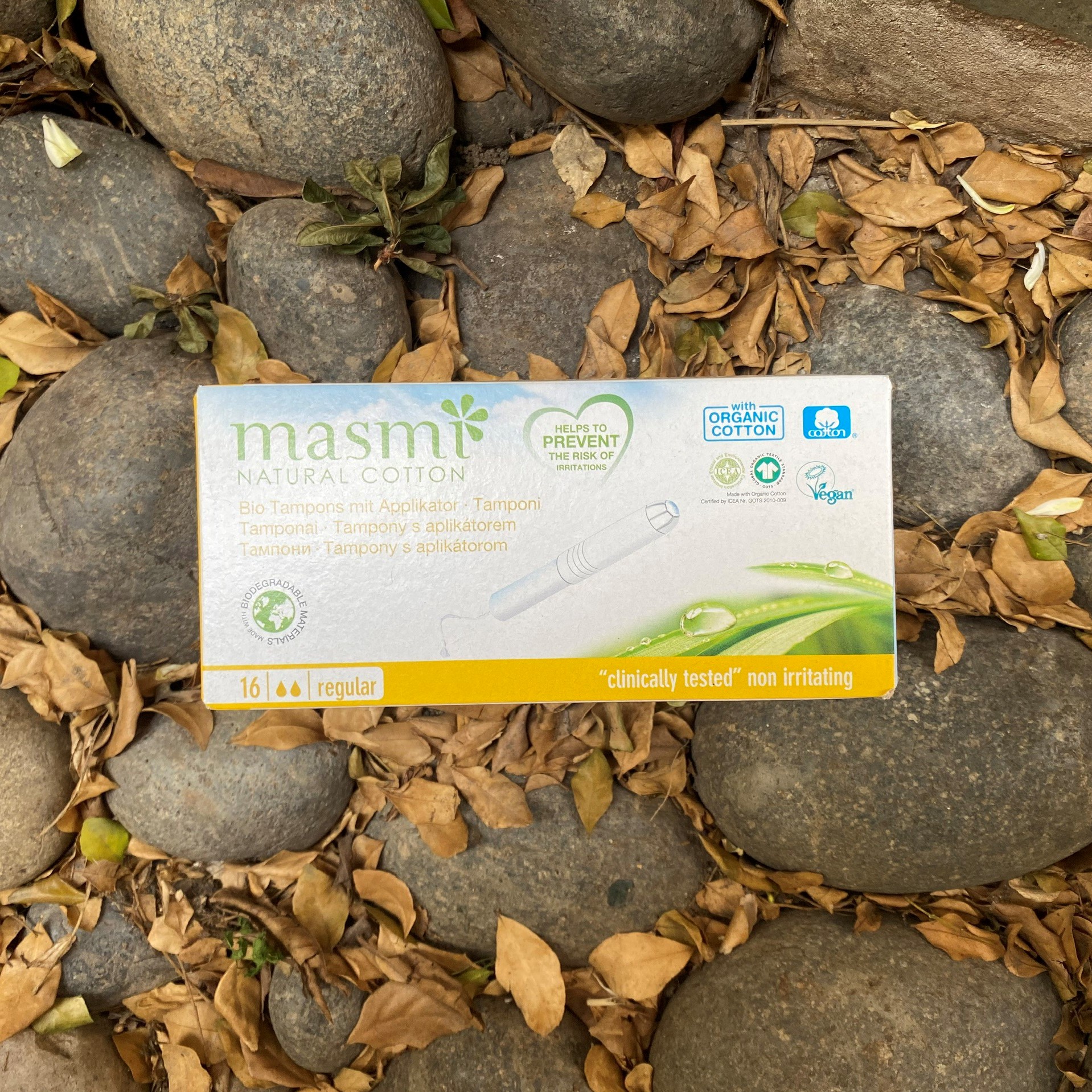 Tampon có cần đẩy 2 giọt hữu cơ Masmi 16m