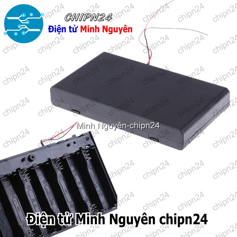[1 cái] (C7) Hộp Đế pin 8 viên AA (có nắp, có công tắc) - HH000599