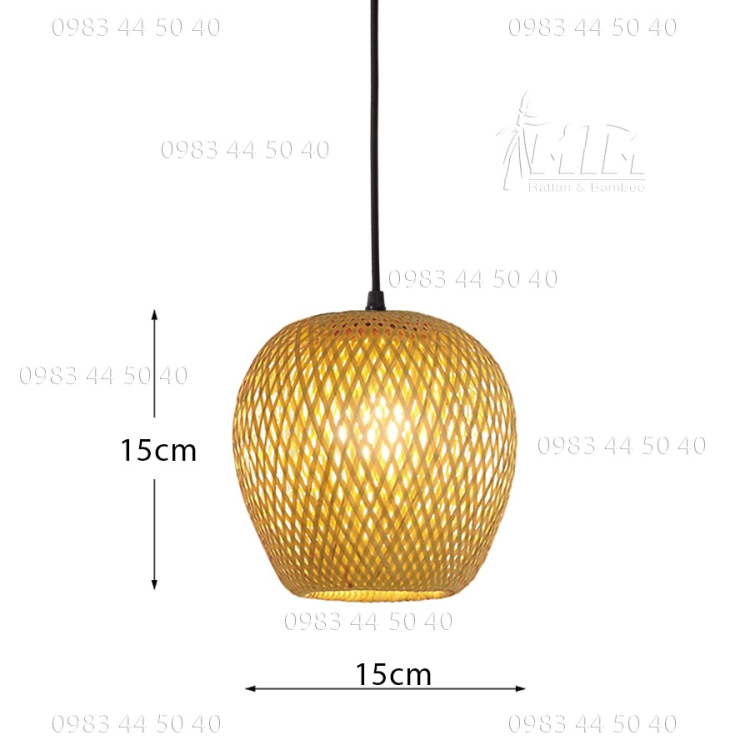 Đèn tre 2 lớp - Đèn mây tre, đèn treo trang trí giá tại xưởng