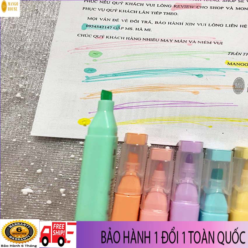 Bút nhớ dòng-6 màu khác nhau, 2 đầu 2 size, màu sắc trẻ trung, tươi sáng, gọn nhẹ, dễ thương, tiện lợi- Mango house shop- Bút nhớ dòng cute, set bút nhớ dòng, bút nhớ dòng steadler, bút nhớ dòng 2 đầu, highlighter, bút highlight