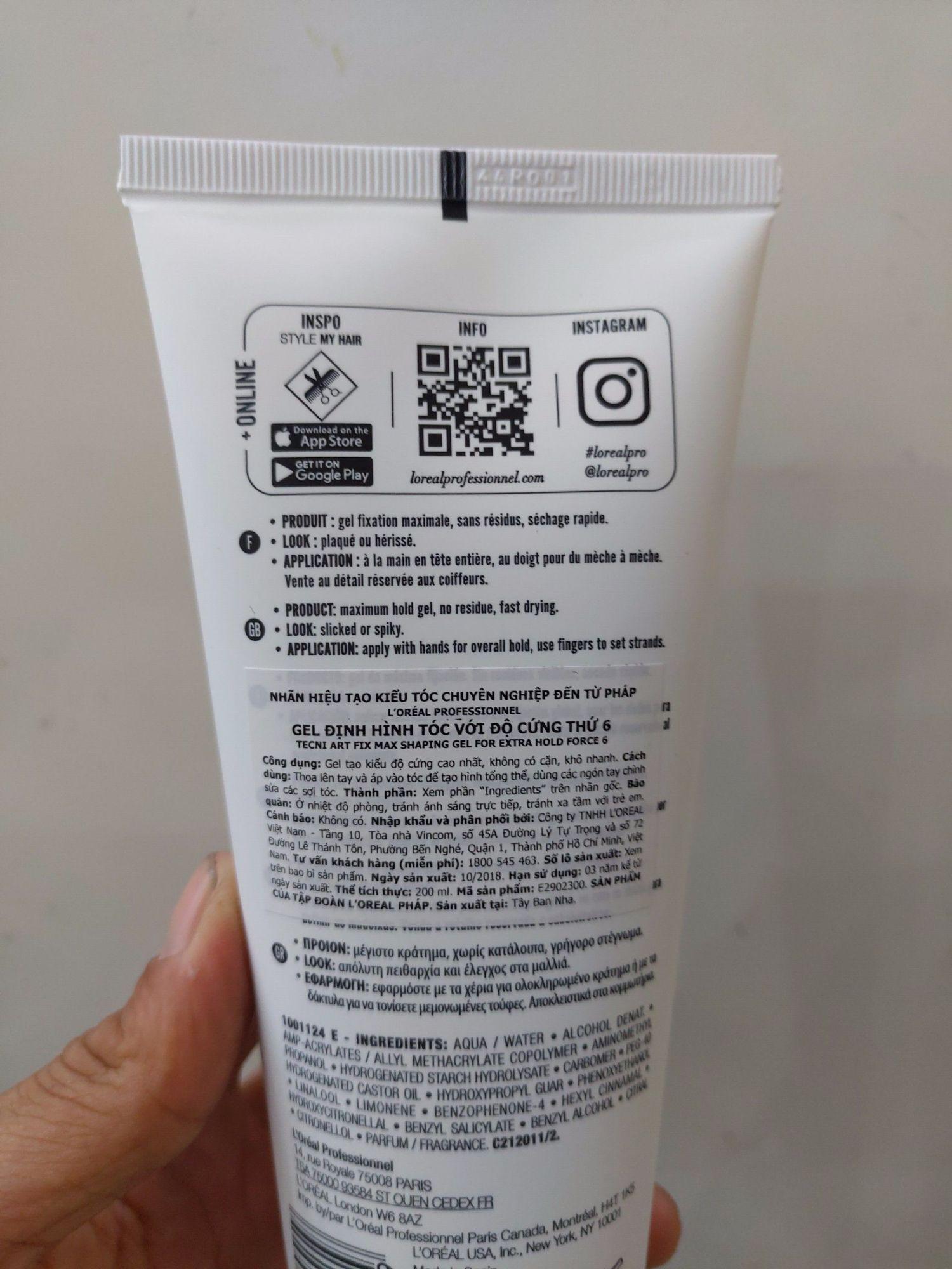 GEL ĐỊNH HÌNH TÓC SIÊU CỨNG L'OREAL TECNI.ART FIX MAX 200ML ( Độ Cứng : 6 )
