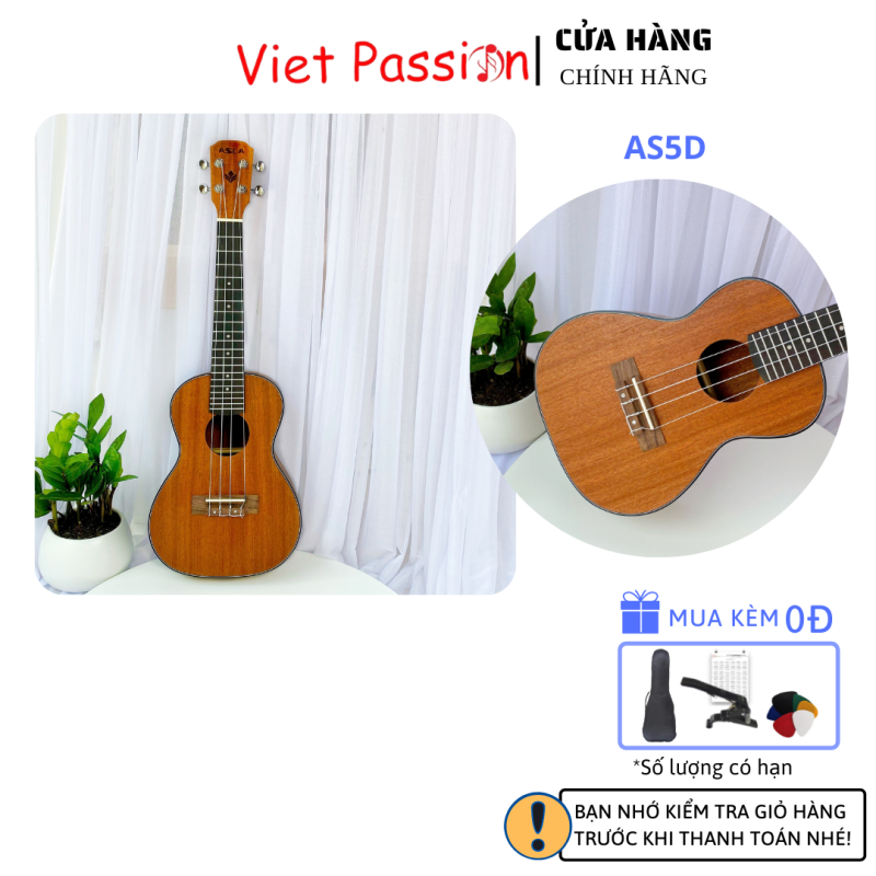 Đàn ukulele concert AS5D Viet Passion 23 inch gỗ mộc trơn khóa đúc giá rẻ cho bạn mới bắt đầu tập chơi