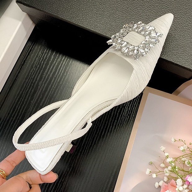 Giày cao gót nữ bít mũi hoa đá , Sandal cao gót nữ 3 phân, mã CD58