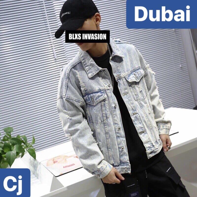 ÁO KHOÁC JEAN NAM CHẤT BÒ RÁCH XANH SÀNH ĐIỆU DB CAO CẤP - DUBAI FASHION