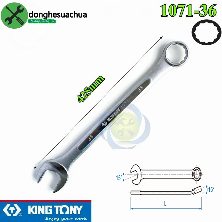 Cờ lê vòng miệng 36mm kingtony 1071-36 dài 425mm
