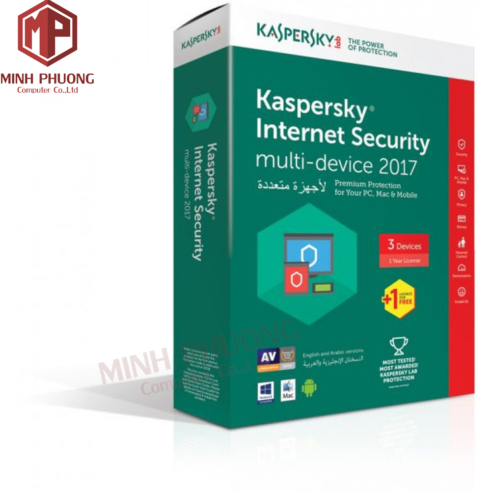 Phần mềm diệt virus kaspersky internet.bản 3 máy.