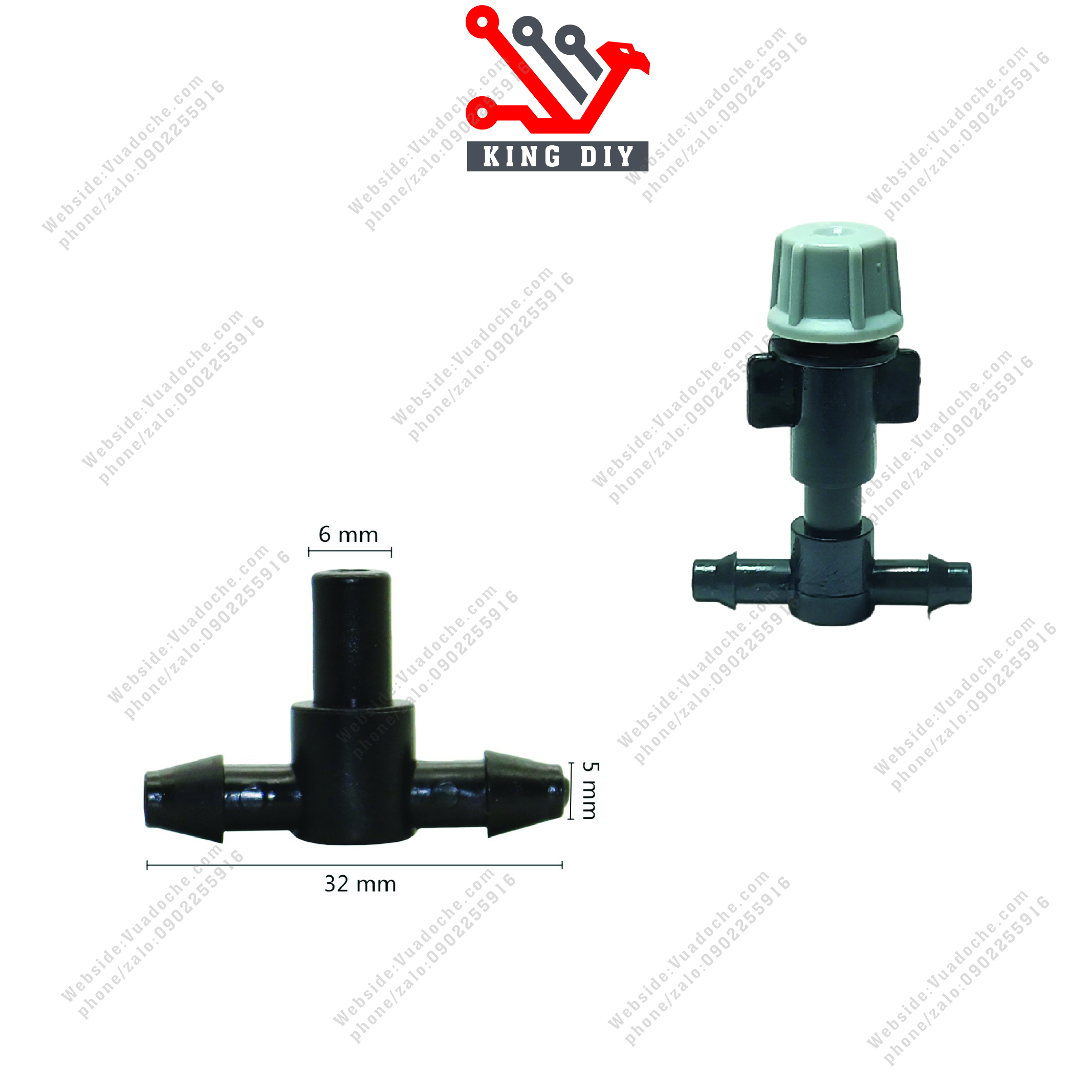 Tê 6mm nối béc phun sương mưa các loại