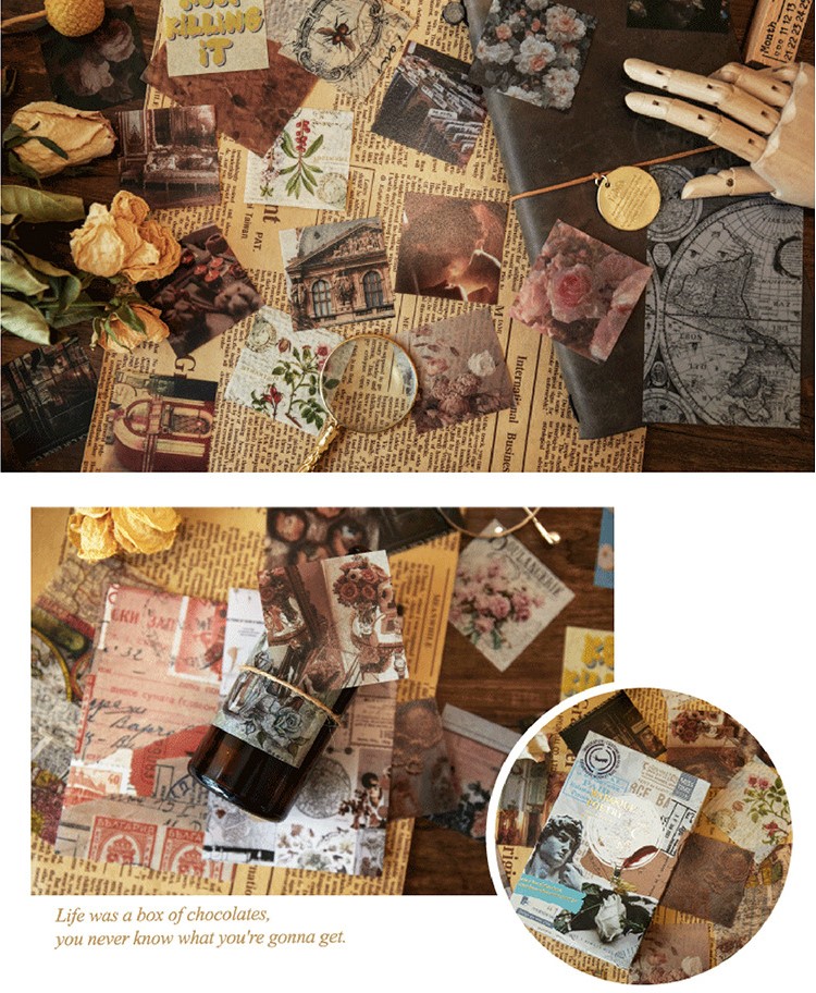 Bộ sticker trang trí sổ bullet journal retro cổ điển -Diary