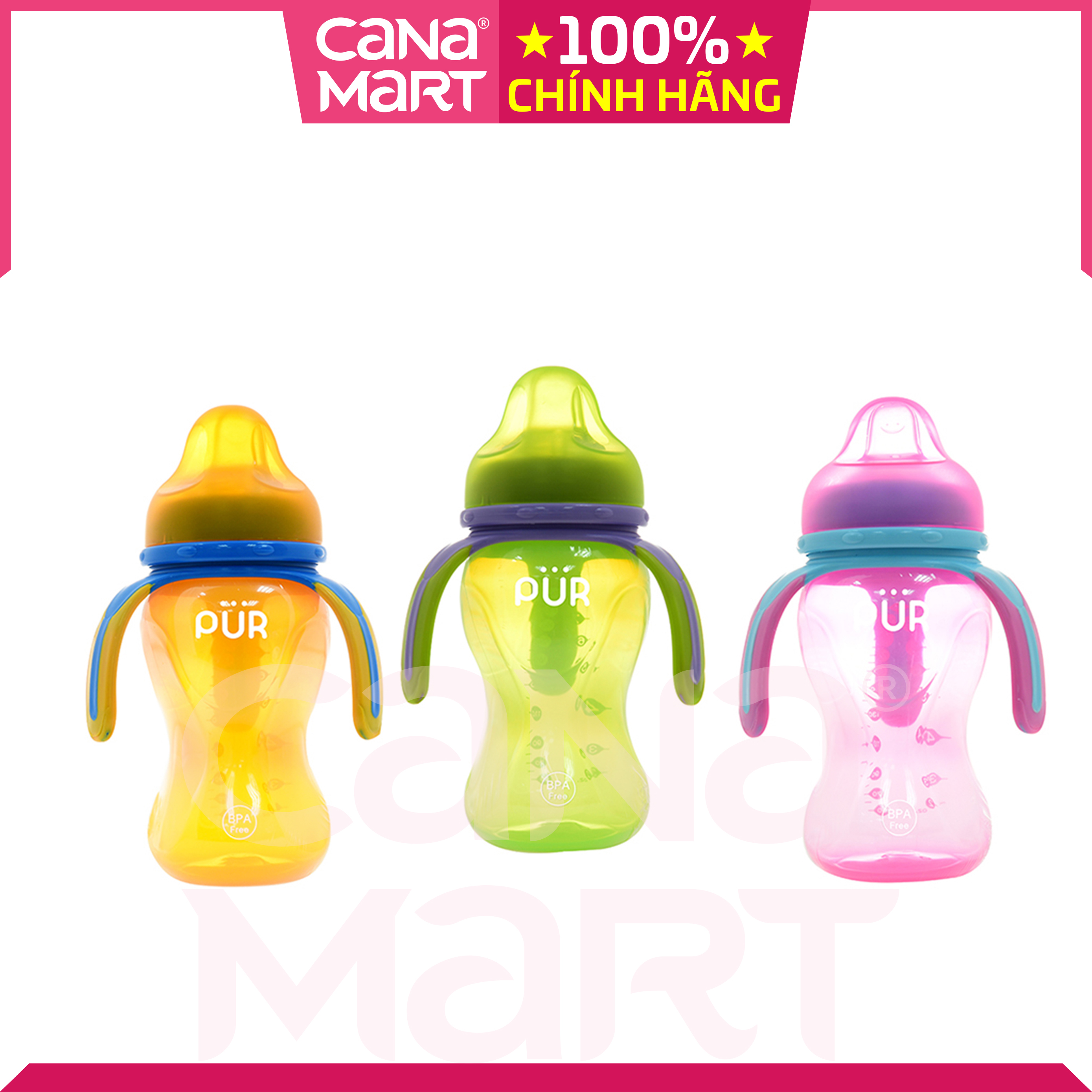 Bình (cốc) tập uống 3 quai Pur 250ml (9004)