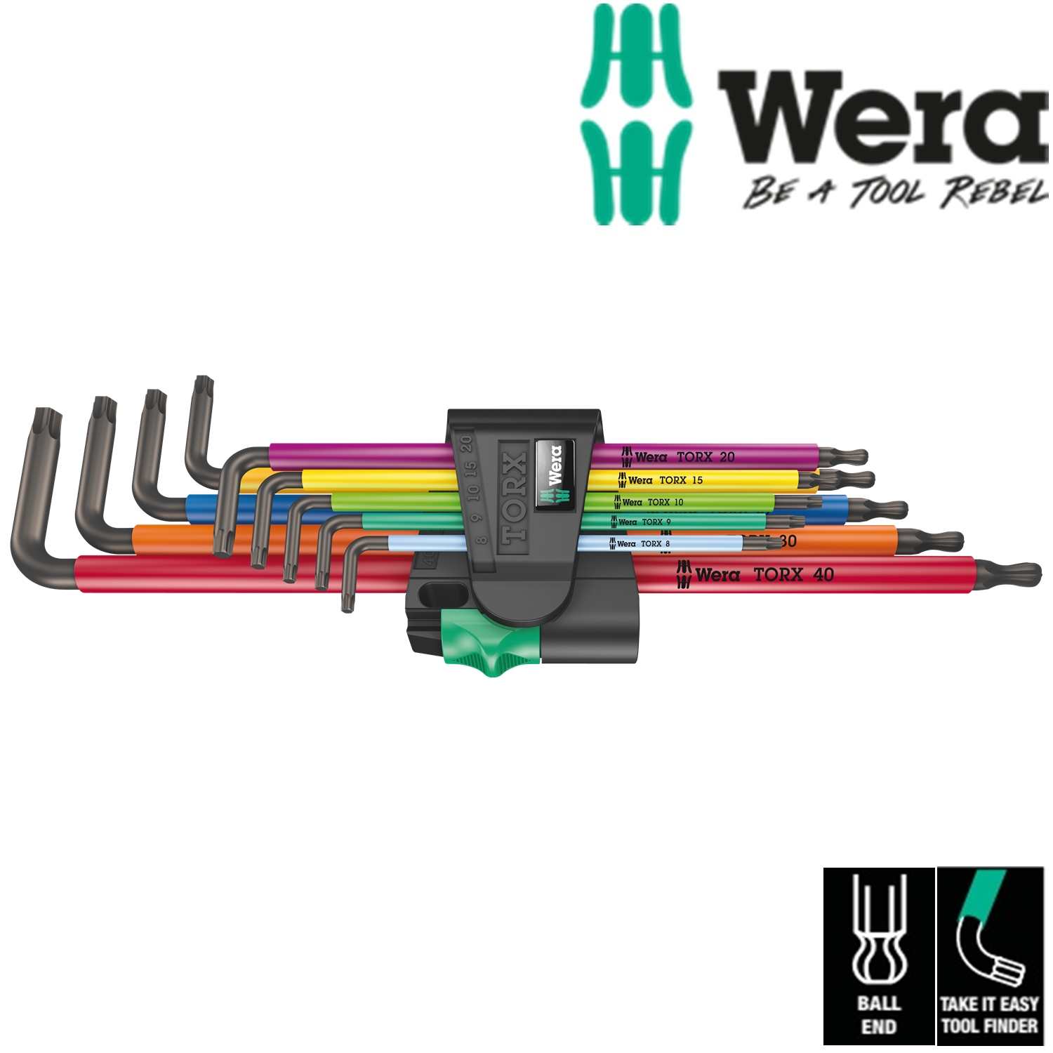 Bộ hoa thị dài nhiều màu sắc (không lỗ) 967/9 TX XL Multicolour 1 Wera 05024480001