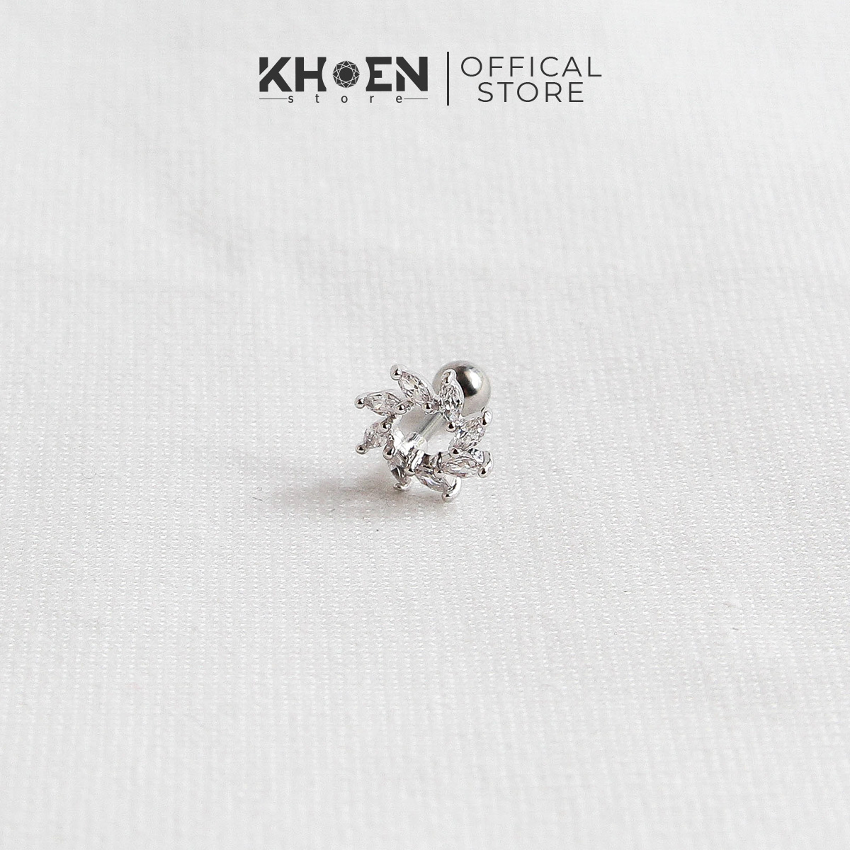 Khuyên Vòng nguyệt quế đá - Đá Zircon - Khoen Store