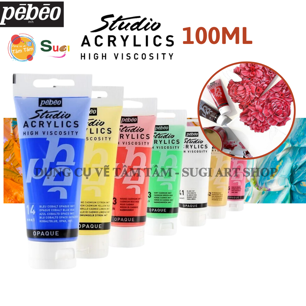 [ TÂM TÂM ] - Màu acrylic Pebeo 100ml, studio acrylics Pebeo 100ml