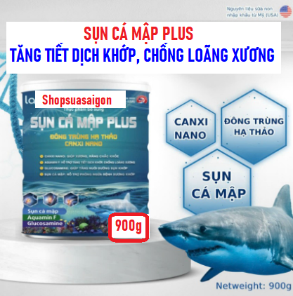 (Chính hãng, 900g, HSD 2027) Sữa bột Sụn cá mập Plus Đông Trùng Hạ Thảo Canxi Nano.