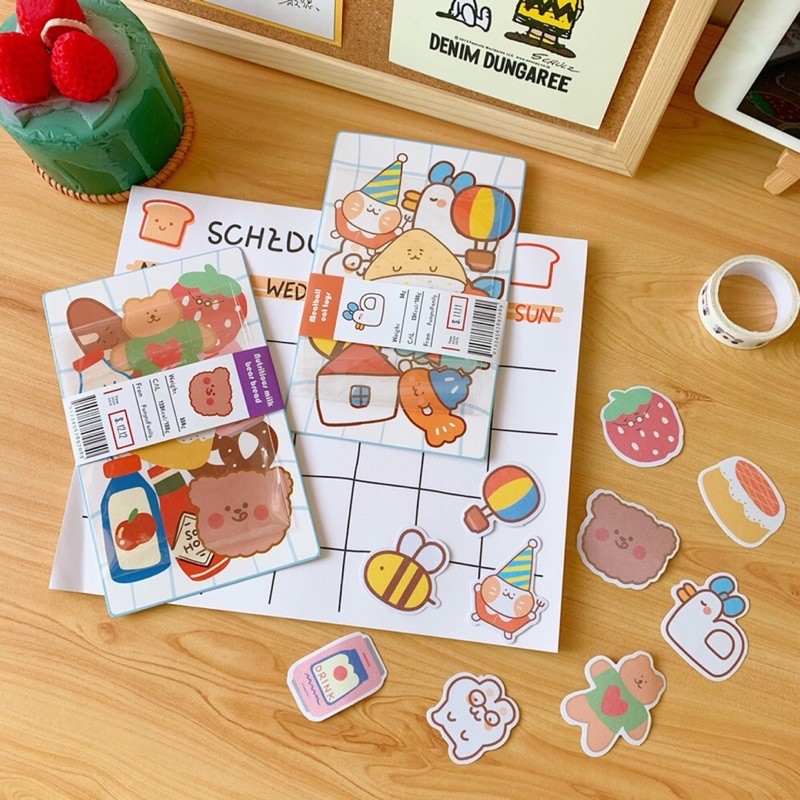 Set sticker hoạt hình chibi đáng yêu trang trí sổ