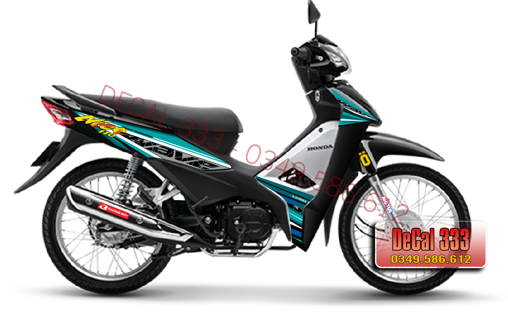 Tem Rời WAVE ALPHA 110  Mẫu NICE VẠCH XANH LỤC 831134 (Tem chế 3 lớp chống phai màu)
