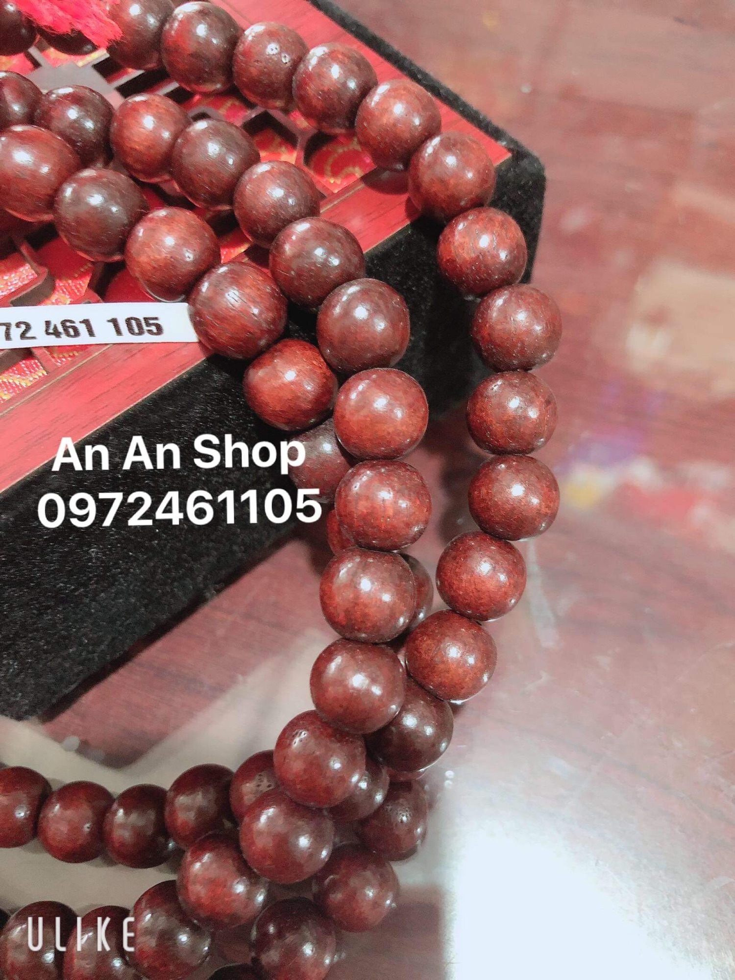 Vòng chuỗi 108 hạt gỗ Trắc cỡ 10 ly