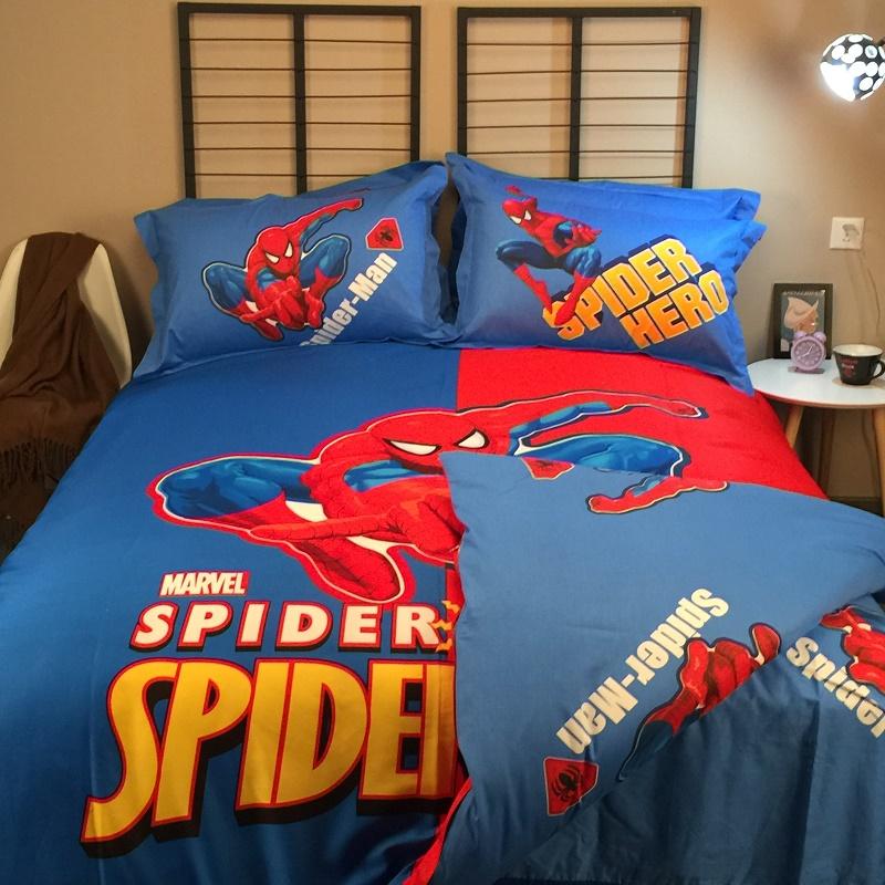 Bộ chăn ga gối LỤA Cotton SPIDERMAN nhập khẩu Hàn nguyên set dành cho Con Yêu - Tất cả vì con