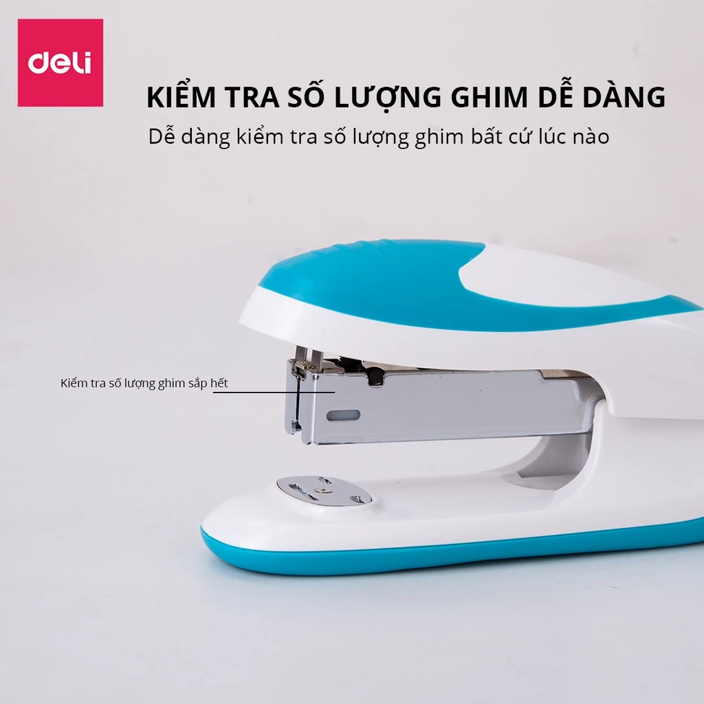 Dập Ghim 20 Trang Deli E0319 - Ghim Số 3 Đệm Chống Trượt Cao Cấp