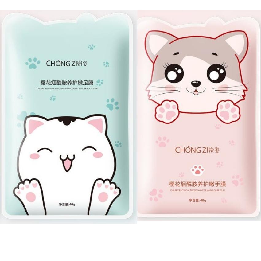 [HCM] Mặt Nạ Tay Chân Hình Mèo Dưỡng ẩm và Giúp Da Trắng Mịn Mềm Mại Giảm Khô Sần Nứt Gót Chân Hàng Nội địa Trung Anna Thoa