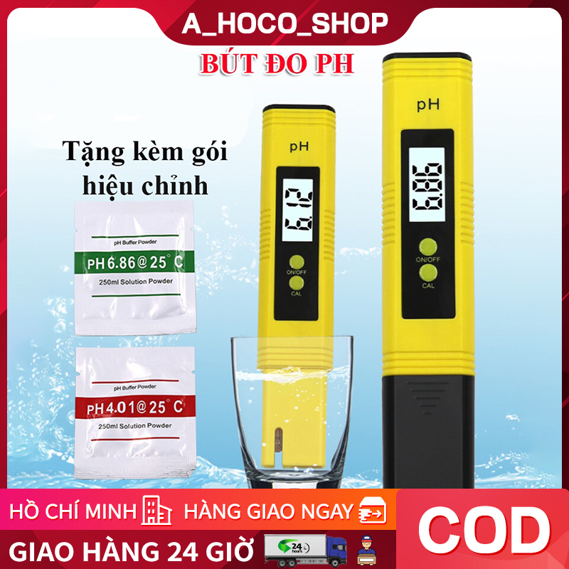 Bút đo PH đo nước bể cá, đo ao nuôi tôm cá, đo nước sạch, đo nước trồng rau đi kèm 2 gói hiệu chỉnh
